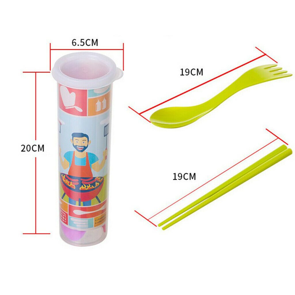 12Pcs Outdoor Portable Tableware Set Plastic Fork Spoon Chopsticks, Food Grade