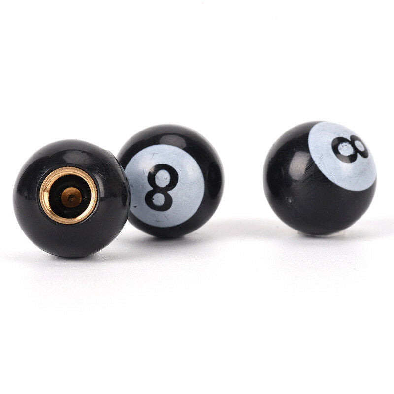 Black Pool 8-Ball Valve Stem Caps Motorcycle Car Truck SUV Bike Tire Air .l8