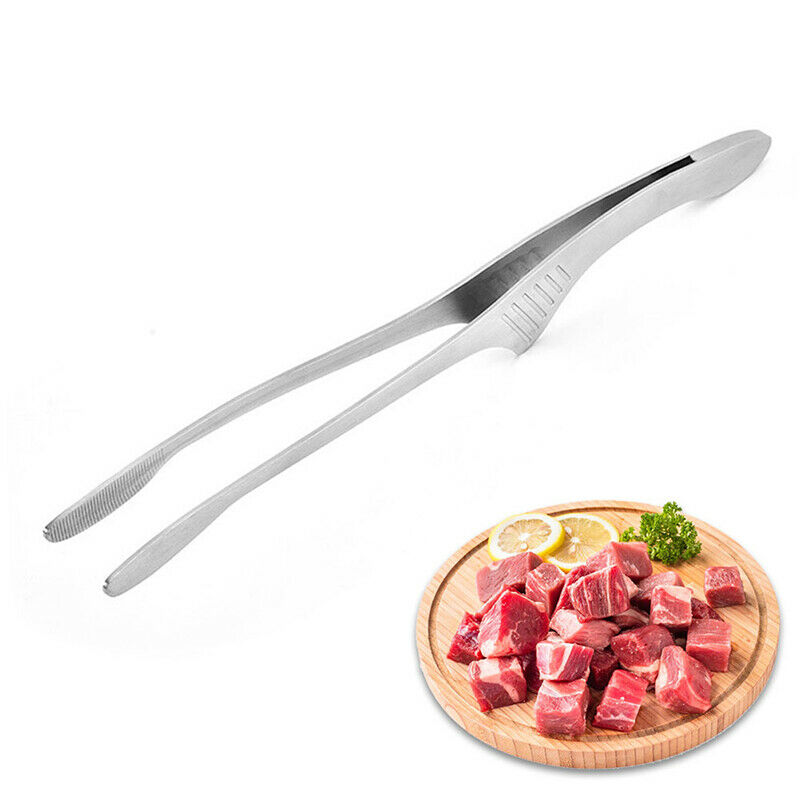 Salad Stainless Steel Heat Resistant Food Clip BBQ Tongs Grilling Tweezer XG TH