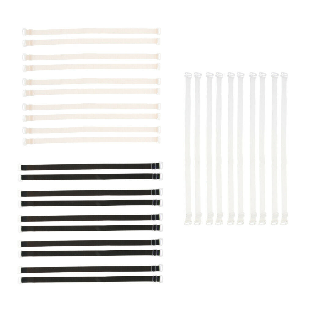 15Pairs Womens Adjustable Elastic Replacement Bra Shoulder Straps Metal Hook