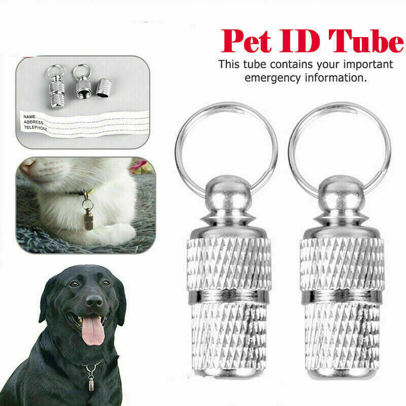 Anti-Lost Pet Dog Cat Puppy ID Address Name Label Tag Barrel Tube Collar Cute