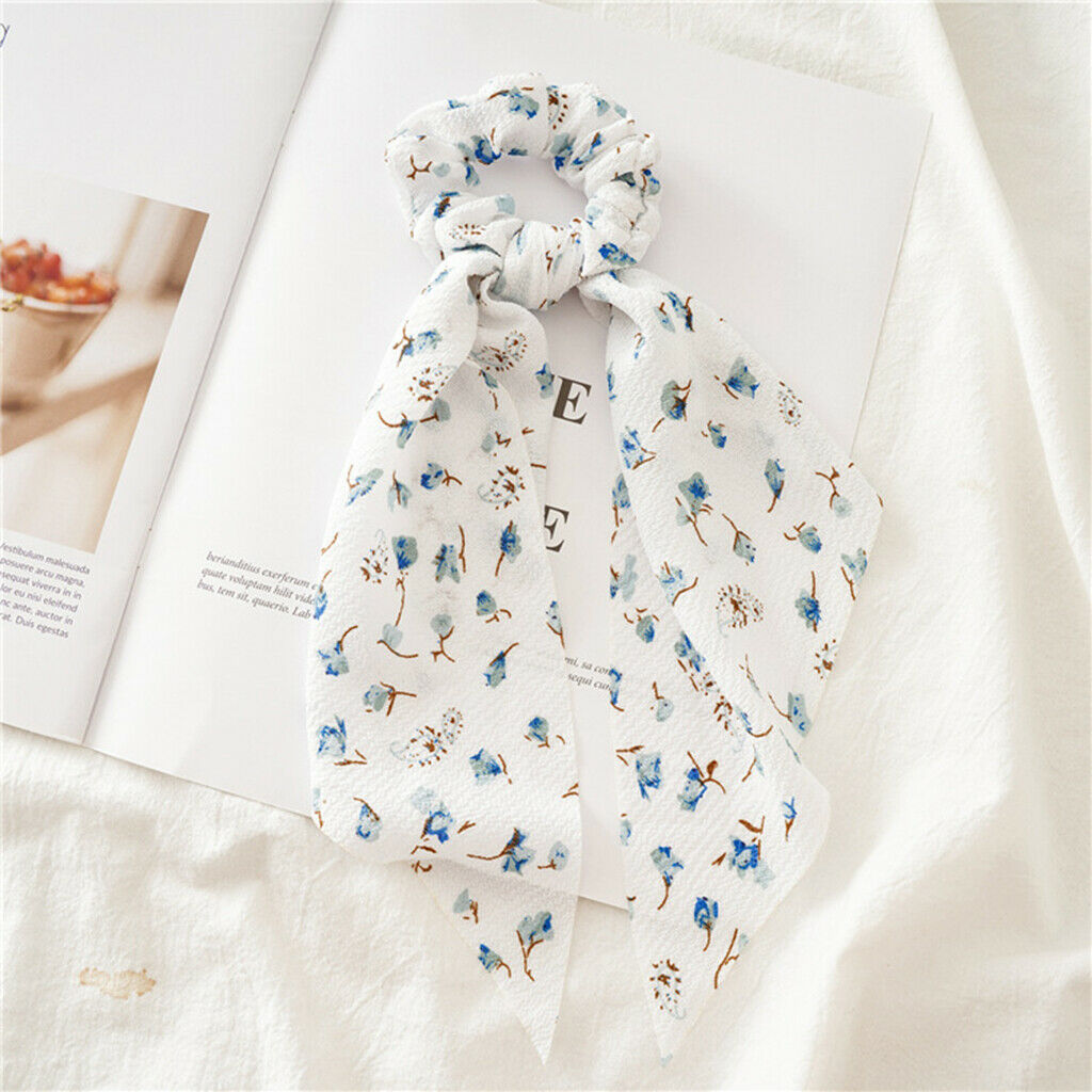 10Pcs Women Girls Hair Ties Scrunchie Floral Polka Dot Elastic Hair Band