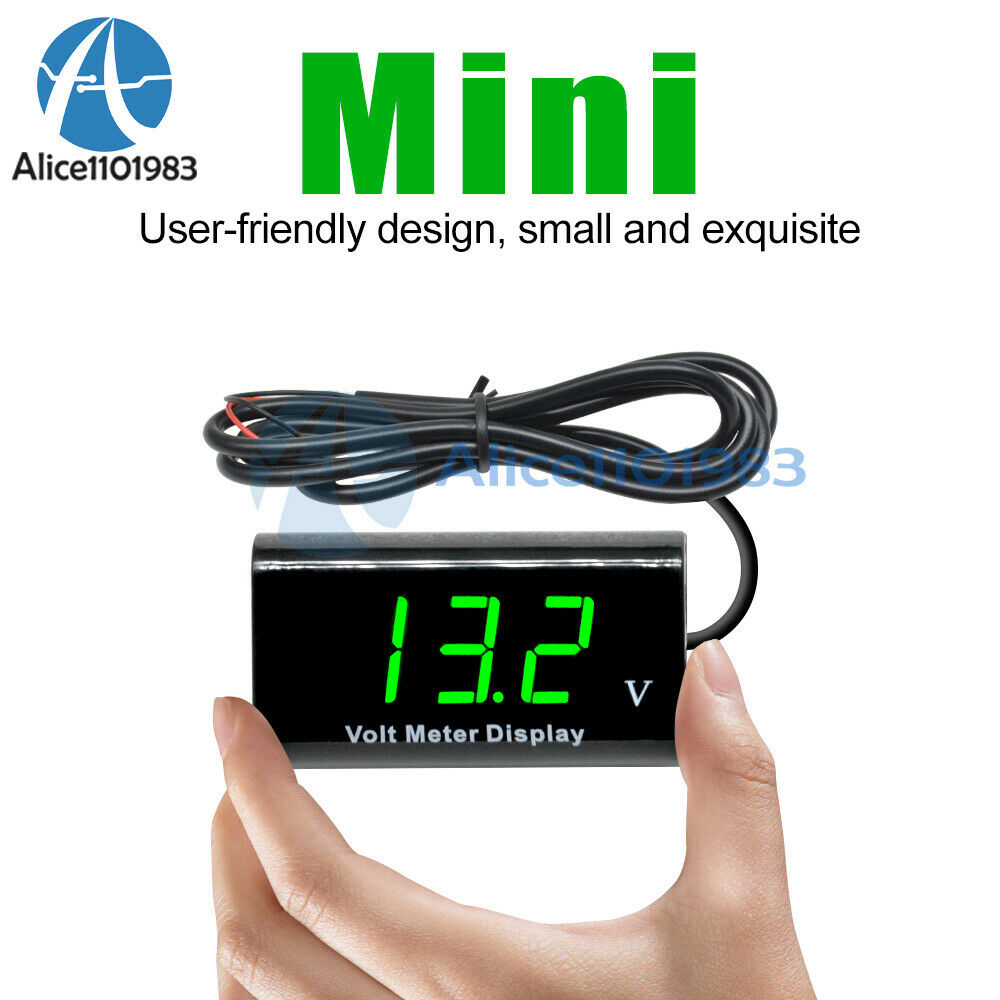 0.56"Digital Tube 12V LED Voltmeter IPX6 Waterproof AMP Volt Meter Green For Car