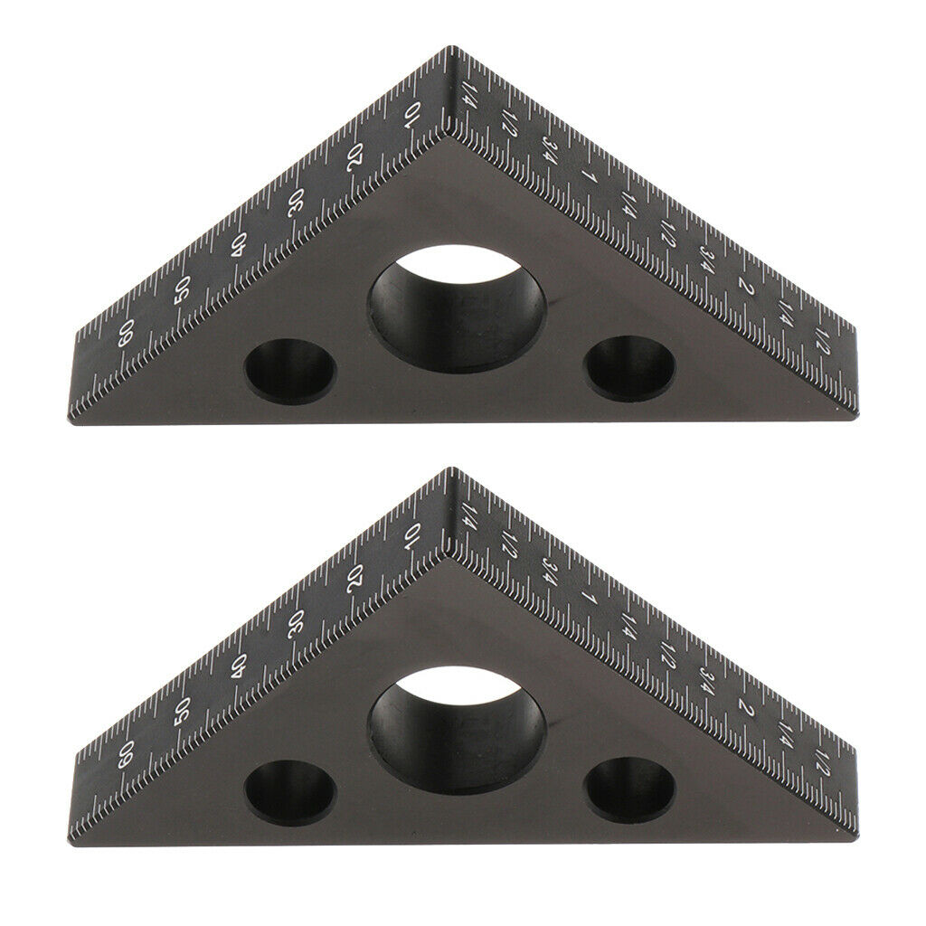 Lots 2 Metric Aluminum Alloy Triangle Square Measuring Easy-Read Black