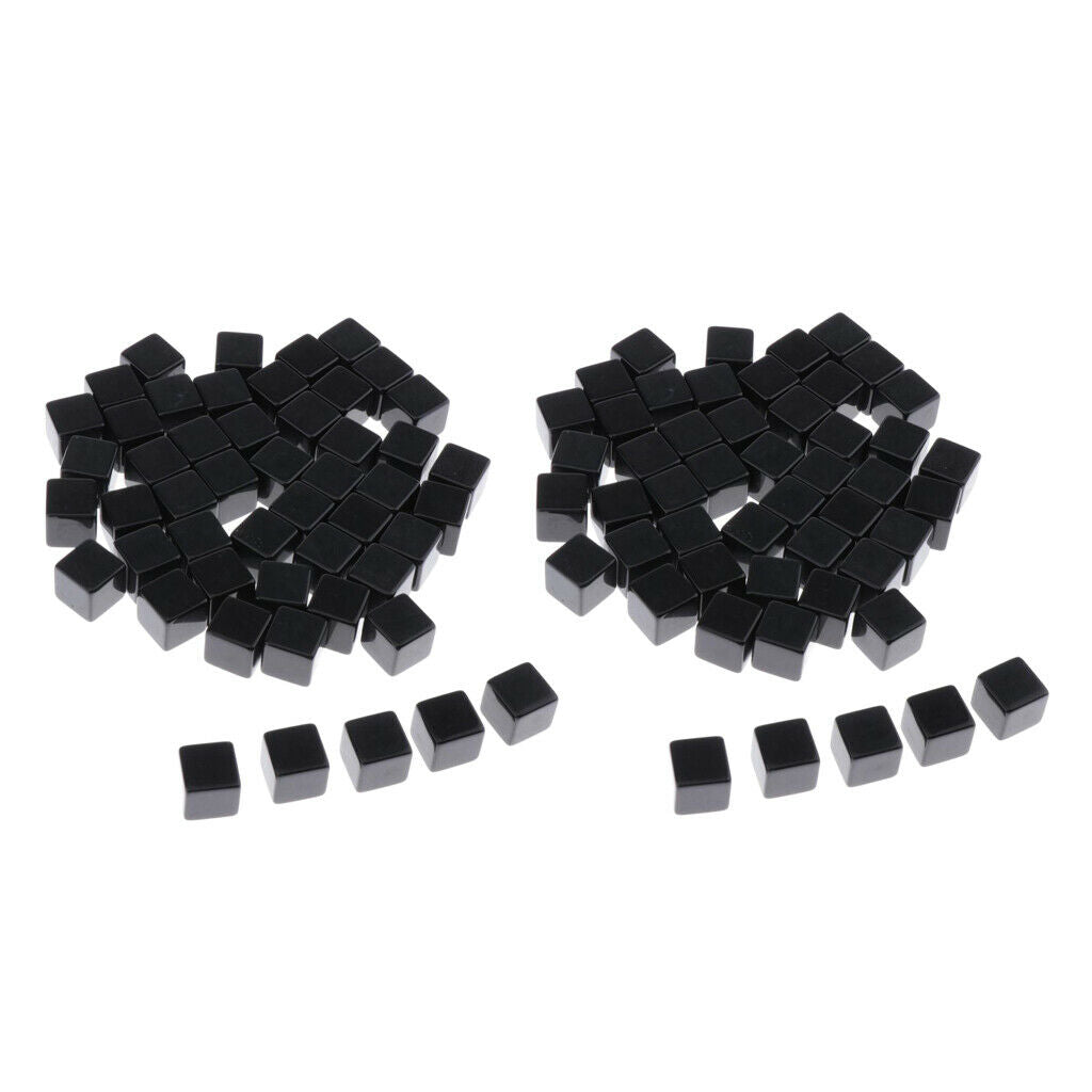 100 Pcs Standard Size Blank Dice D6 6 Sided RPG Gaming Dice 16mm/0.62'' Black