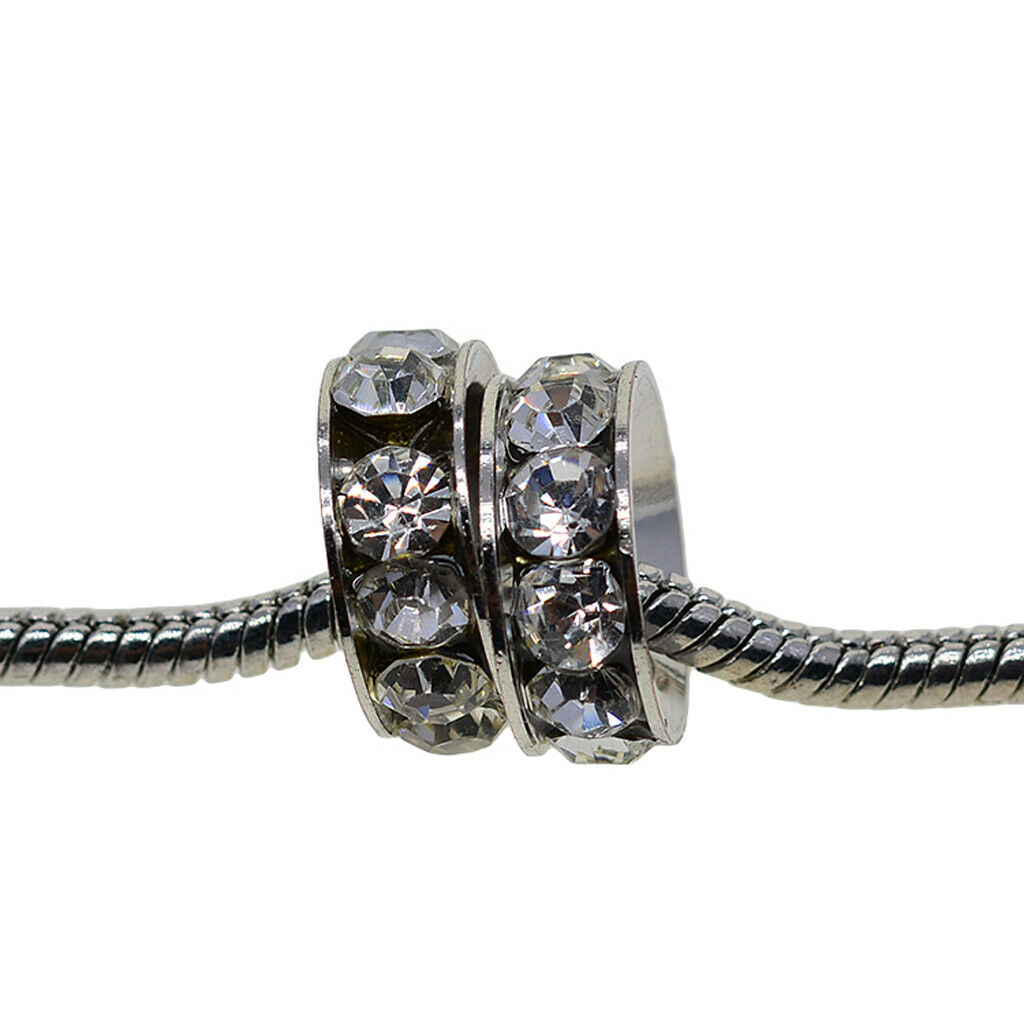 20Pcs Plated Alloy Rhinestone Stopper Rings Spacer Beads for Jewelry Making