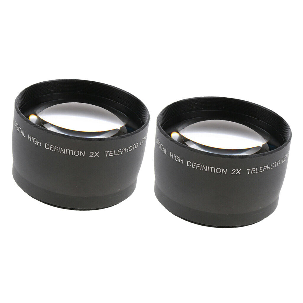 Set of 2 58 mm 2X Magnification HD Telephoto Lens for Canon DSLR Camera