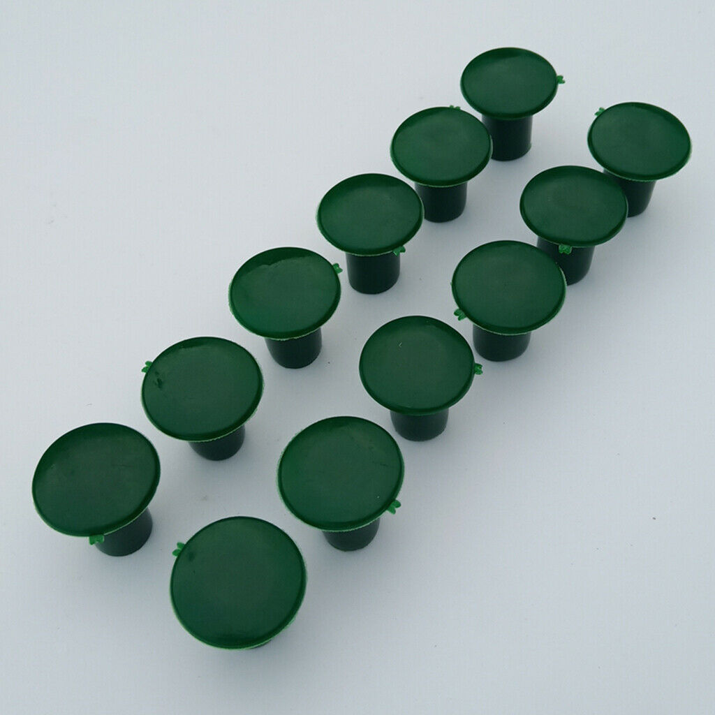 12x Green Plastic Cane End Caps Garden Cane Caps Bamboo Protectors 3cm
