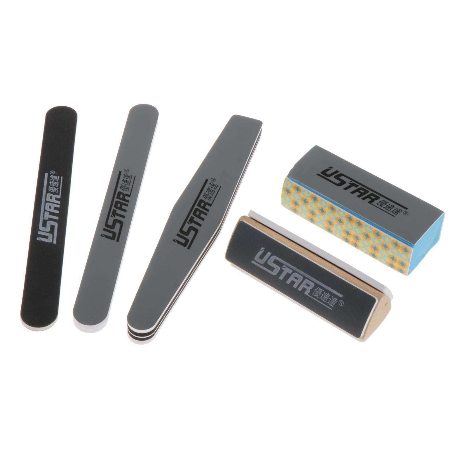 5 Style Double Side Nail Files Emery Board Modelling Nail Art Polish Tool