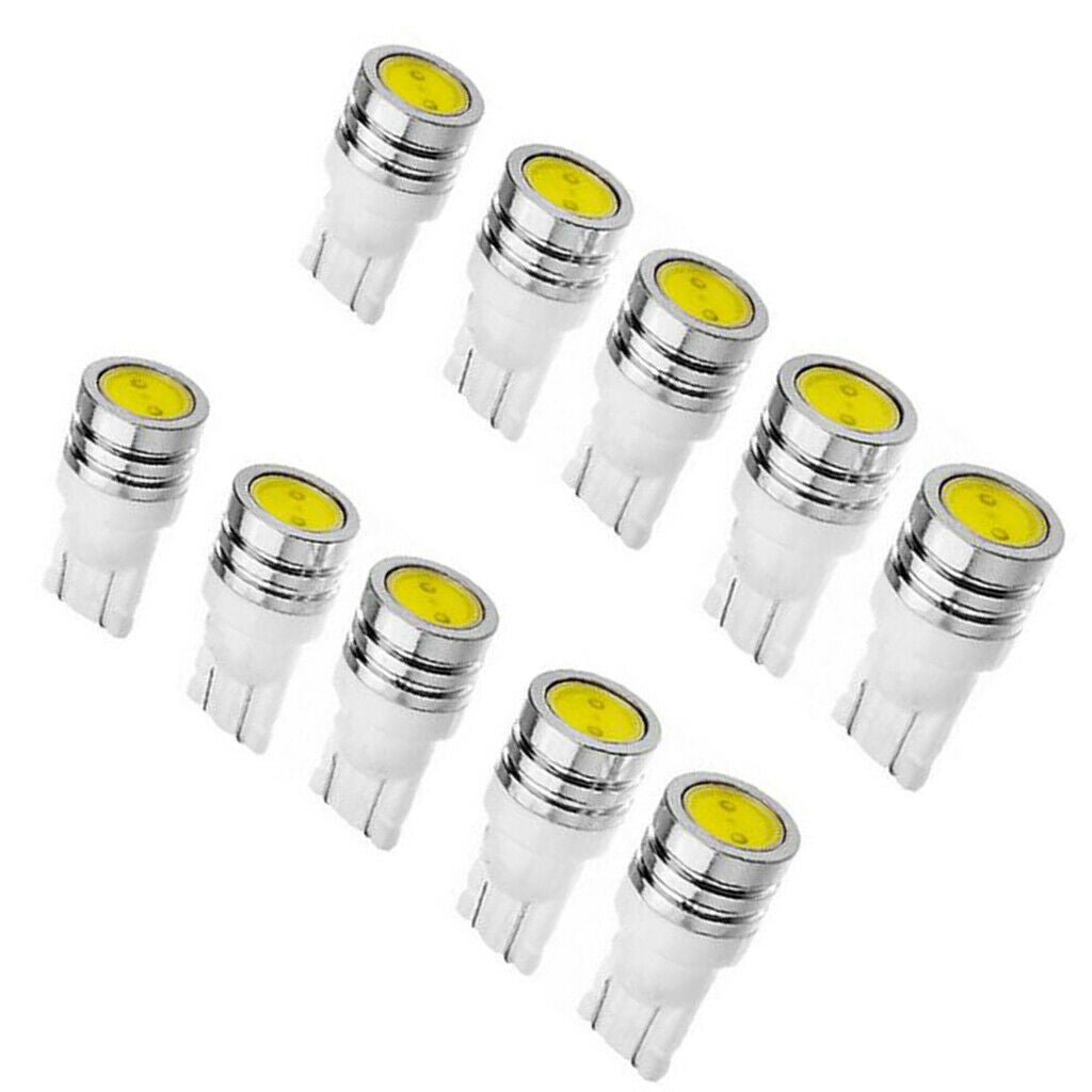 10 Pieces T10 1.5W Bright White LED Position Light Wedge Bulbs for Car Interior