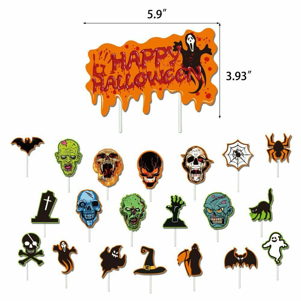 Festival Props Spider Cake Topper Banner Halloween Balloons Set Pumpkin Garland