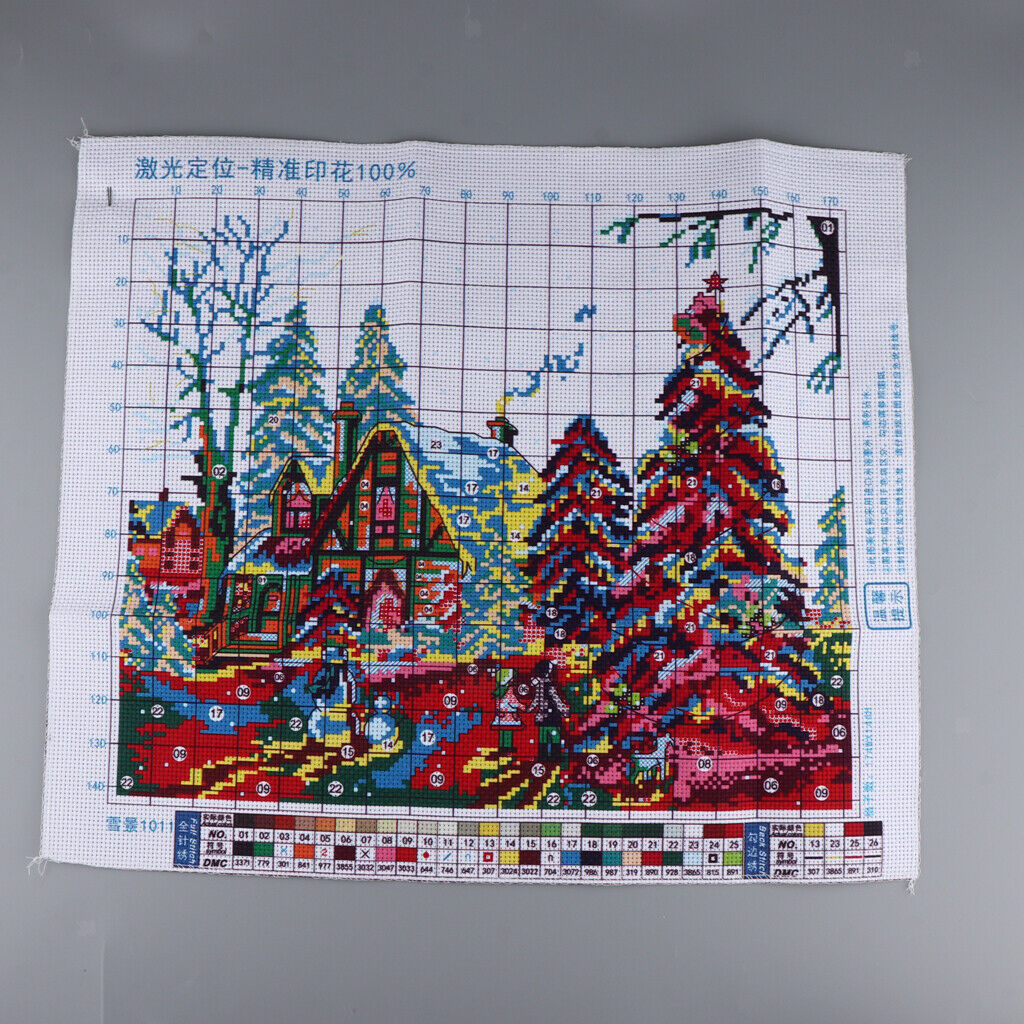 Winter Landscape Handmade Stamped Cross Stitch Kits For Adults Embroidery