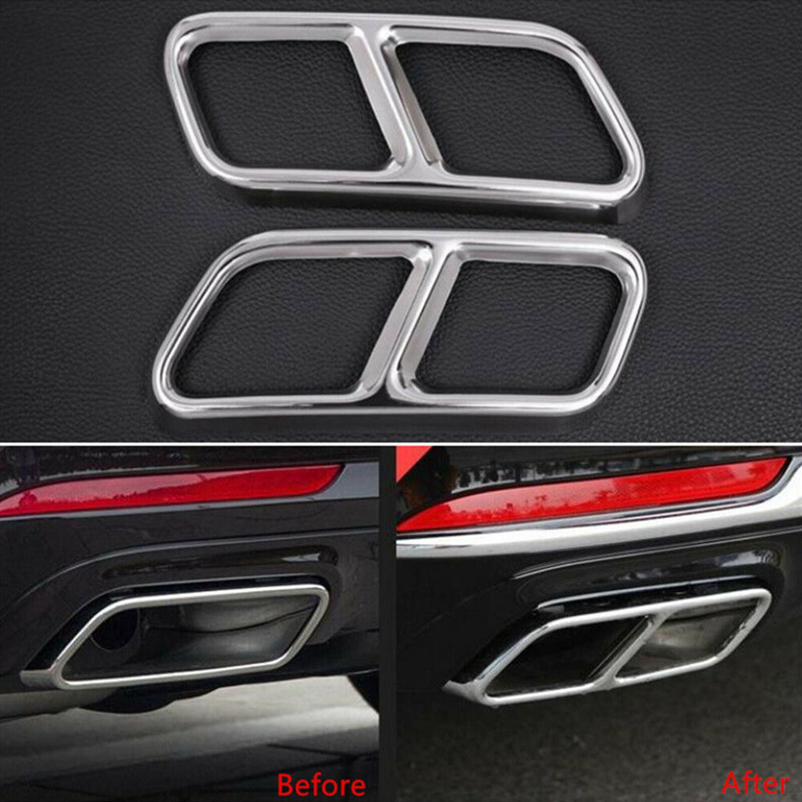 Dual Exhaust Pipe Muffler Tip Cover Trim fit for Mercedes Benz S Class W221 W222