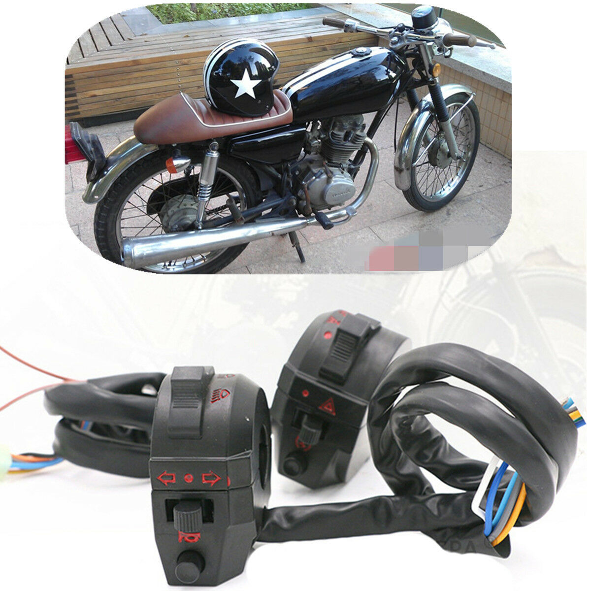 1 Pair Aluminum Left+Right Side 7/8" Motorbike Handlebar Switch Control Assembly