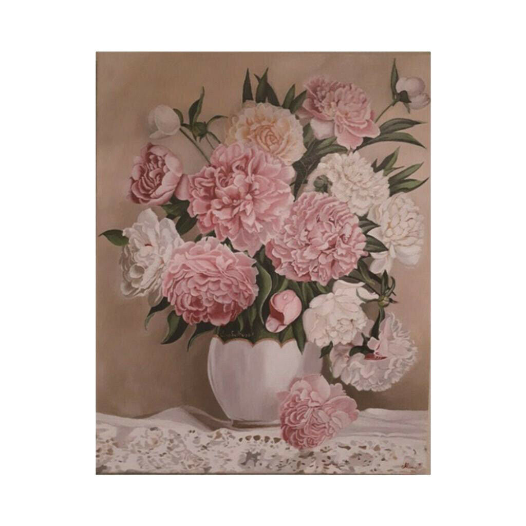 5D DIY Diamond Painting Kit for Beginners, Full Drill Peony Flowers Rhinestone