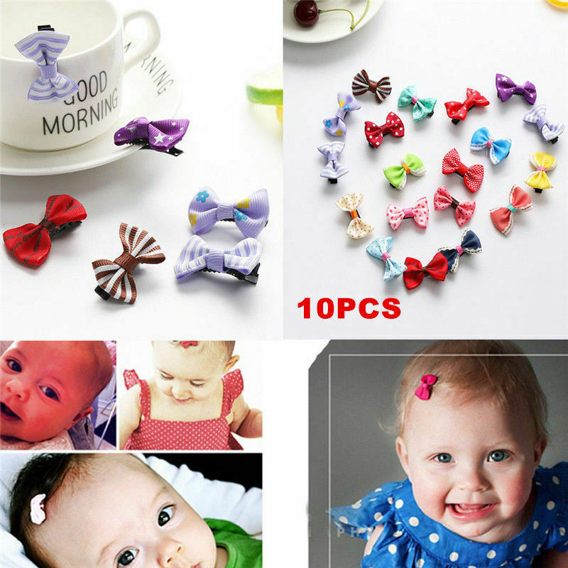 10X/set Kids Baby Girl's Bow Ribbon Hair Bow Mini Clips Hair Clip Hairpins Hot