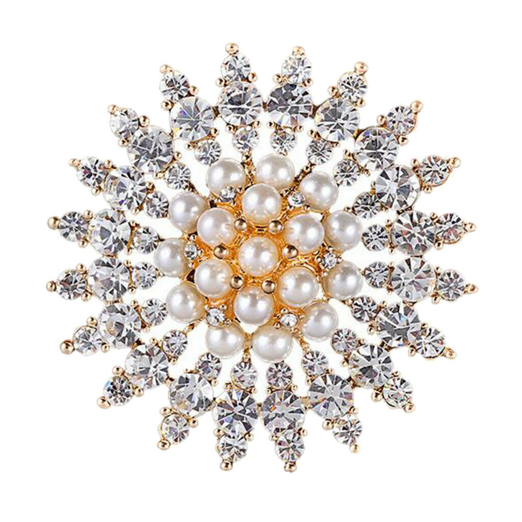 Women Lady Crystal Wedding Flower Bouquet Brooch Collar Lapel Badge Charms