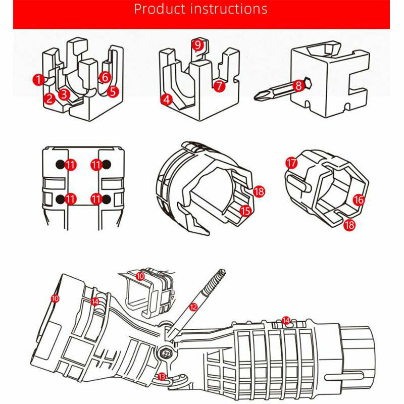 18IN 1 Faucet&Sink Installer Multi tool Pipe Wrench For Plumbers and HomeowY1