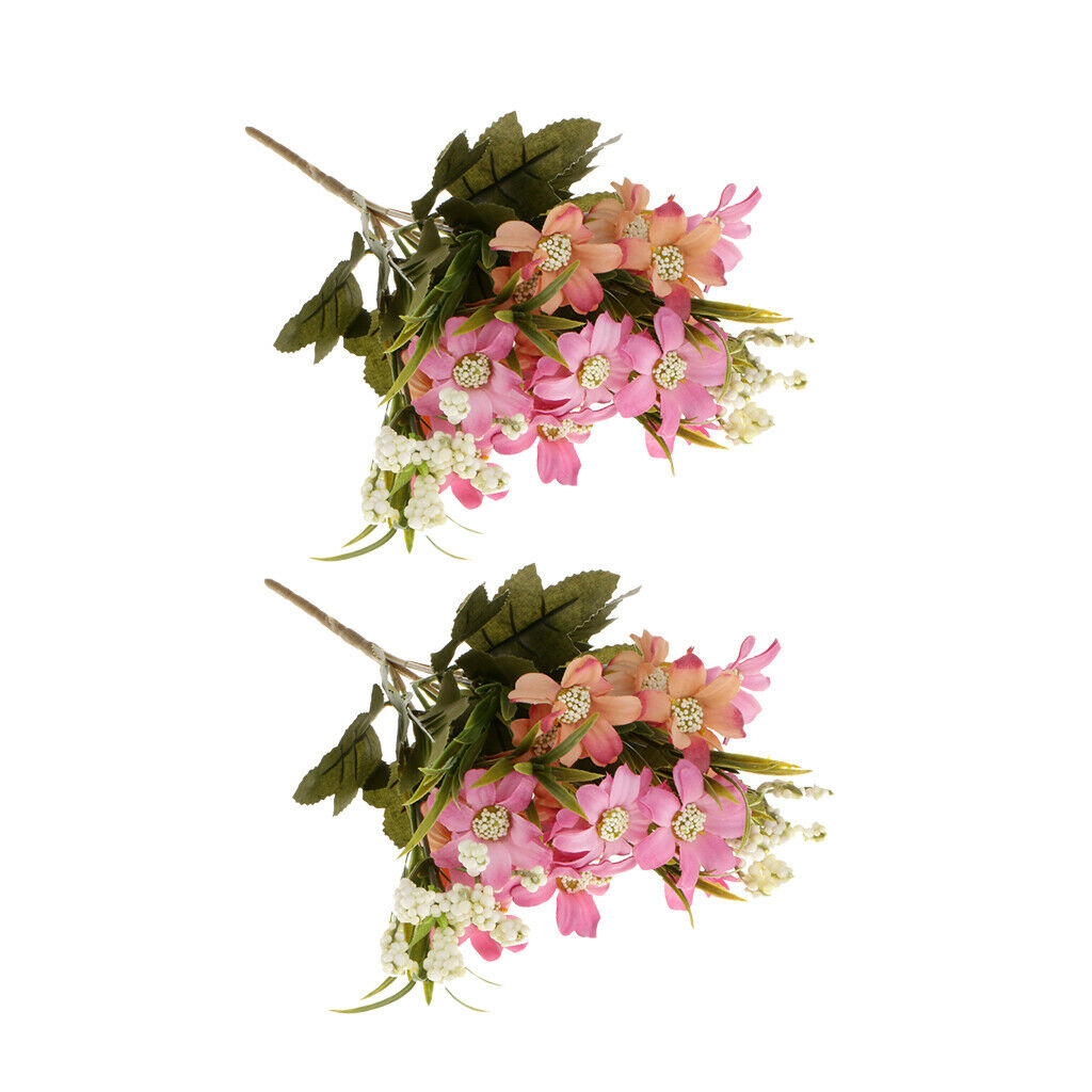 2Pcs Artificial Daisies Flowers Outdoor Bundle Foliage Greenery Bushes for