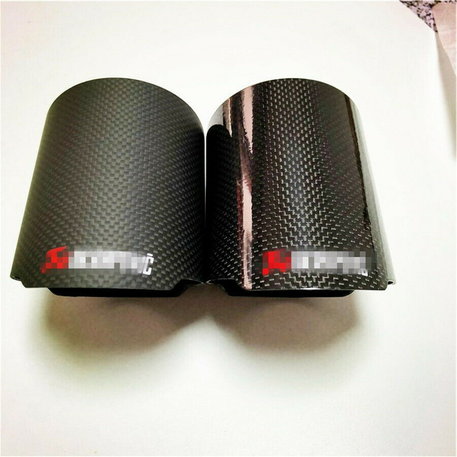 3 inch Glossy Black Exhaust Muffler Tip Pipe Carbon Fiber Style Cover Case Shell