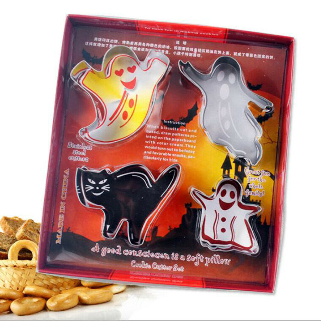 4pcs Cookie Cake Cutter Mold Biscuit Baking Mould for Halloween
