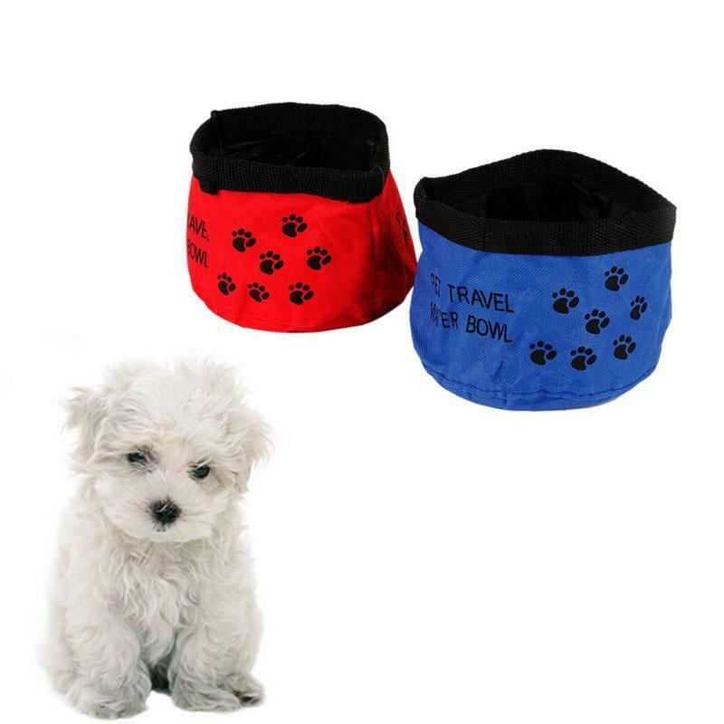 Collapsible Pet Dog Cat Foldable Travel Camping Food Water Feeder Bowl Dish New