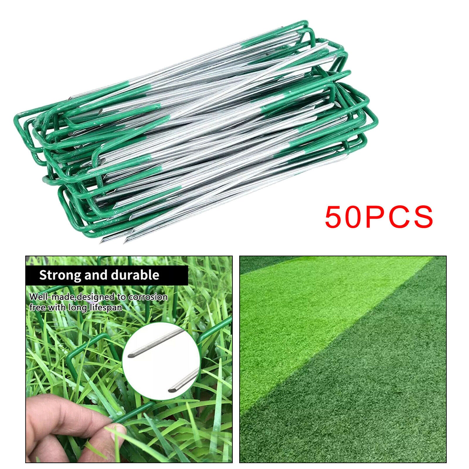 50Pieces U-Type Ground Nails Insert Tent Turf Stakes Fixing Tools Rust Proof