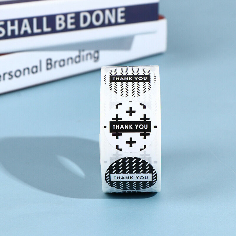 500pcs Black & White Thank You Stickers for Business, Wedding,Gift decora.l8