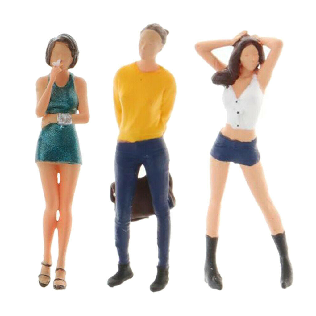 3 Pieces 1/64 Classic People Character Men Women Diorama Accessory Decor