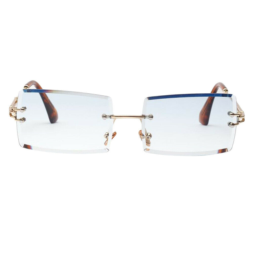 3 Pairs Rimless Sunglasses Designer Tinted Lens Metal Frame Eyewear Anti-UV