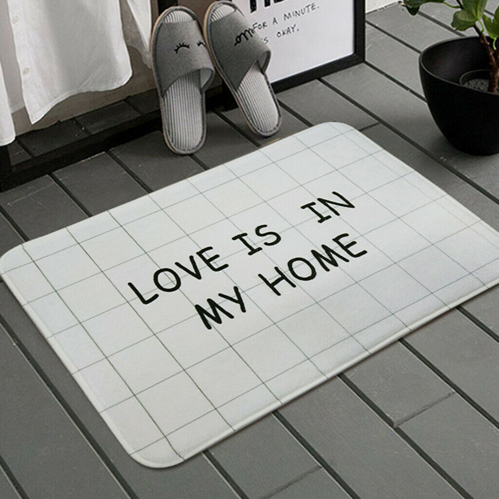 Korean Floor Mat Rug Bathroom Non-Slip Carpet -White Background Grid 50x80cm