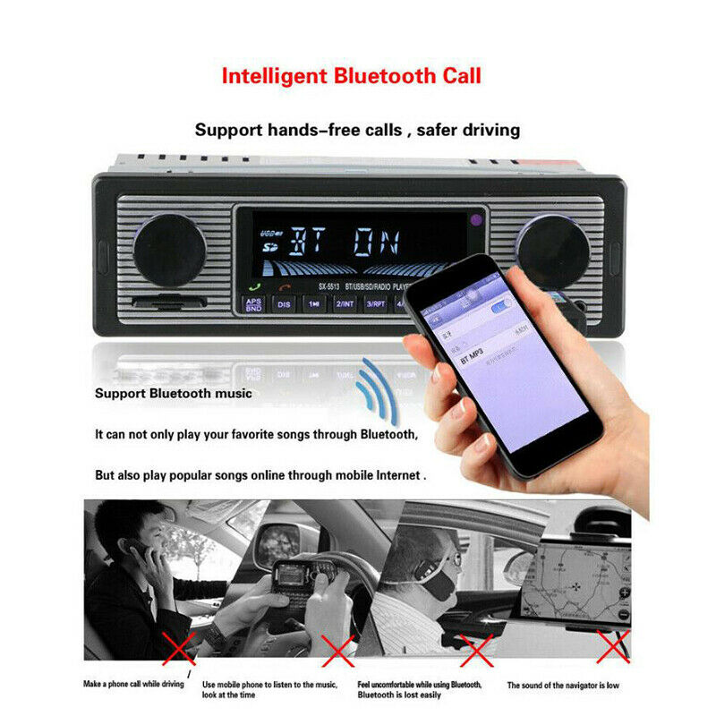Bluetooth Retro Car Radio MP3 Player Stereo USB AUX Classic Car Stereo-Audio Tt