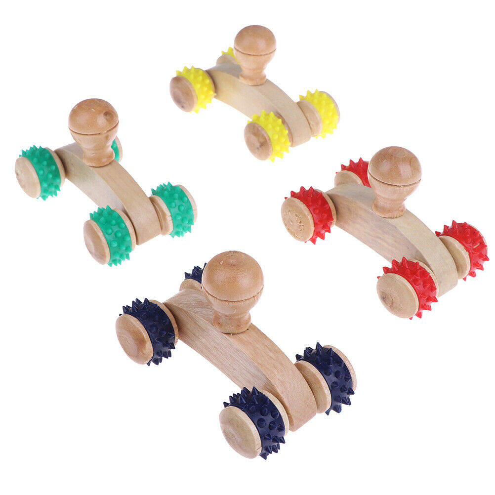 1Pcs Solid Wooden Roller Relaxing Hand  Massage Tool Reflexology Face Foo.l8