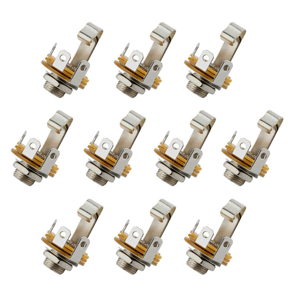 10Pcs Nickel Plated 6.35mm 1/4 '' Soldering Mono TS Panel Audio Female Connector