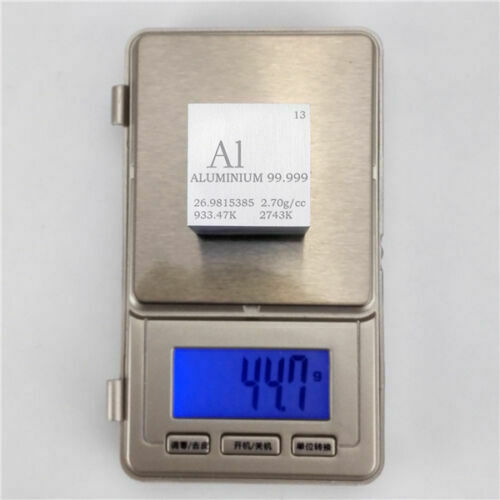 1 inch 25.4mm Aluminum Metal Cube 99.999% 44grams Engraved Periodic Table
