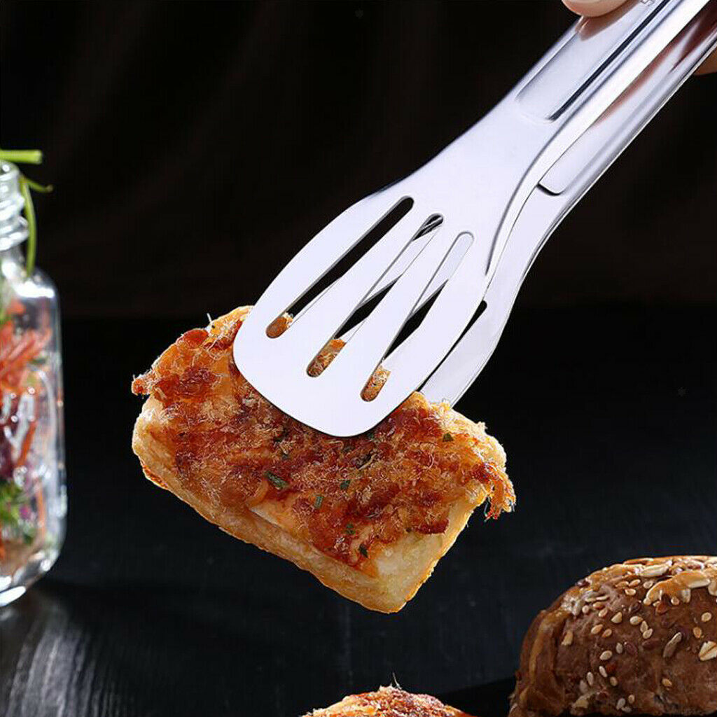 Stainless Steel Tongs BBQ Kitchen Cooking Food Serving Utensil Tongs 24x4.5cm,