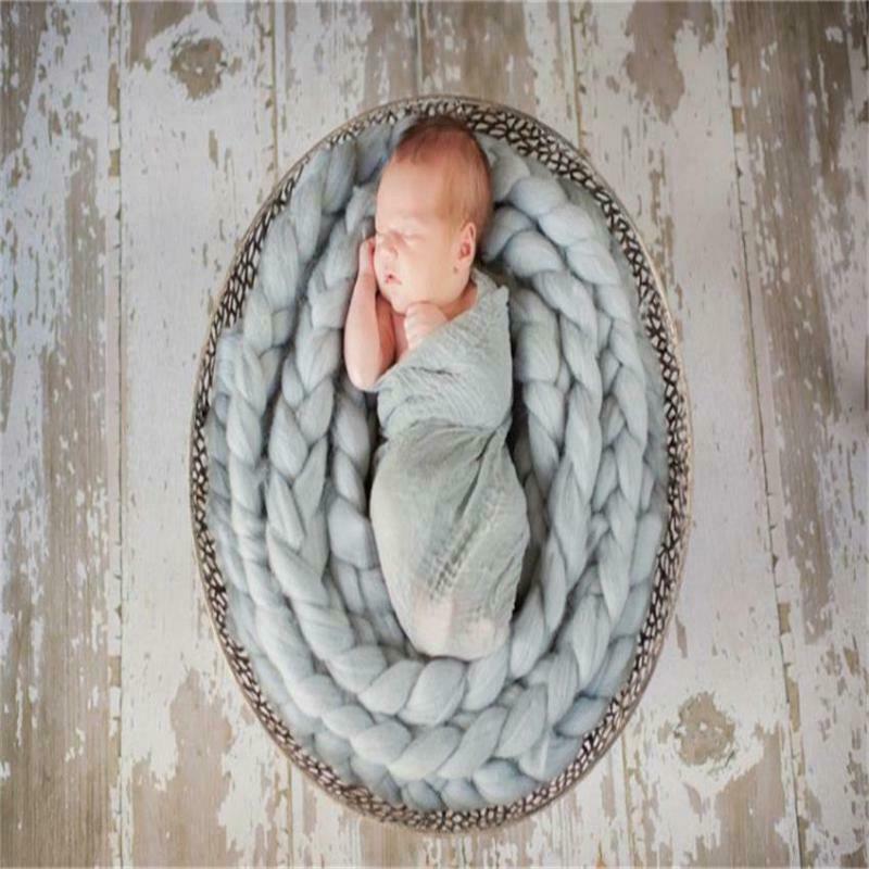 2pcs Newborn Baby Roving Braid Wool Spinning Fiber Rugs Photography Props