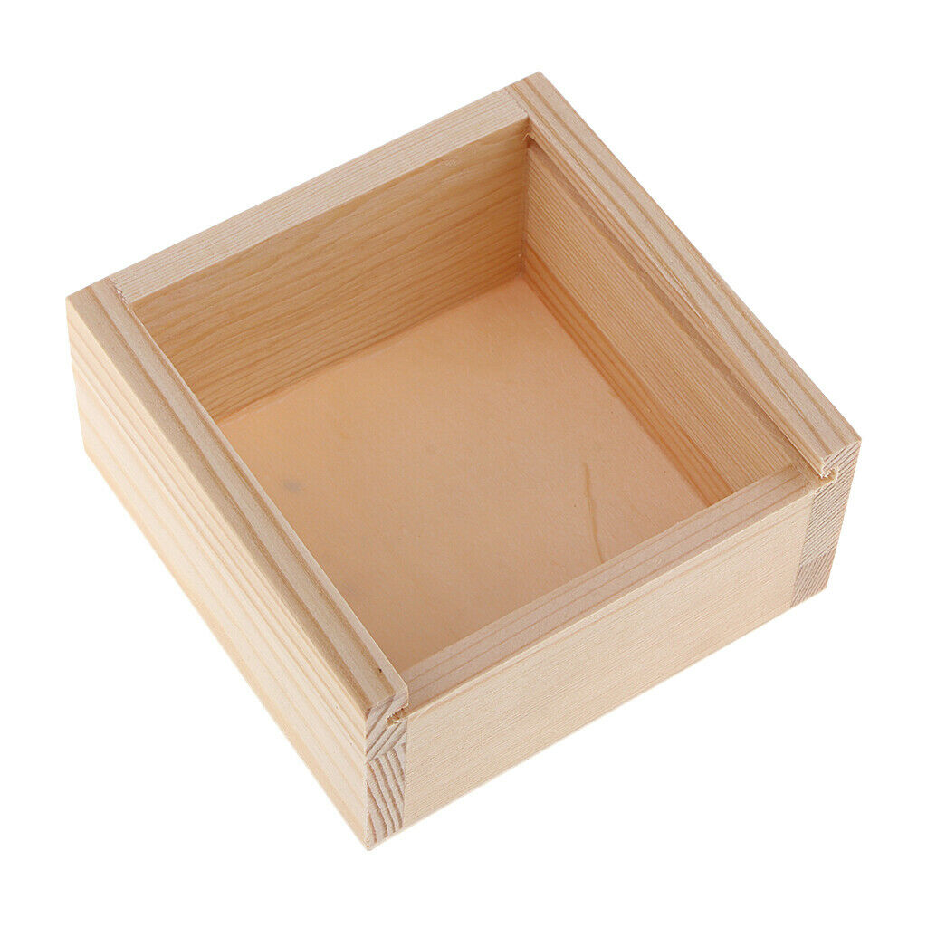 Unpainted Wood Tea Storage Box Wooden Case W/ Lid Office /Home Organizer