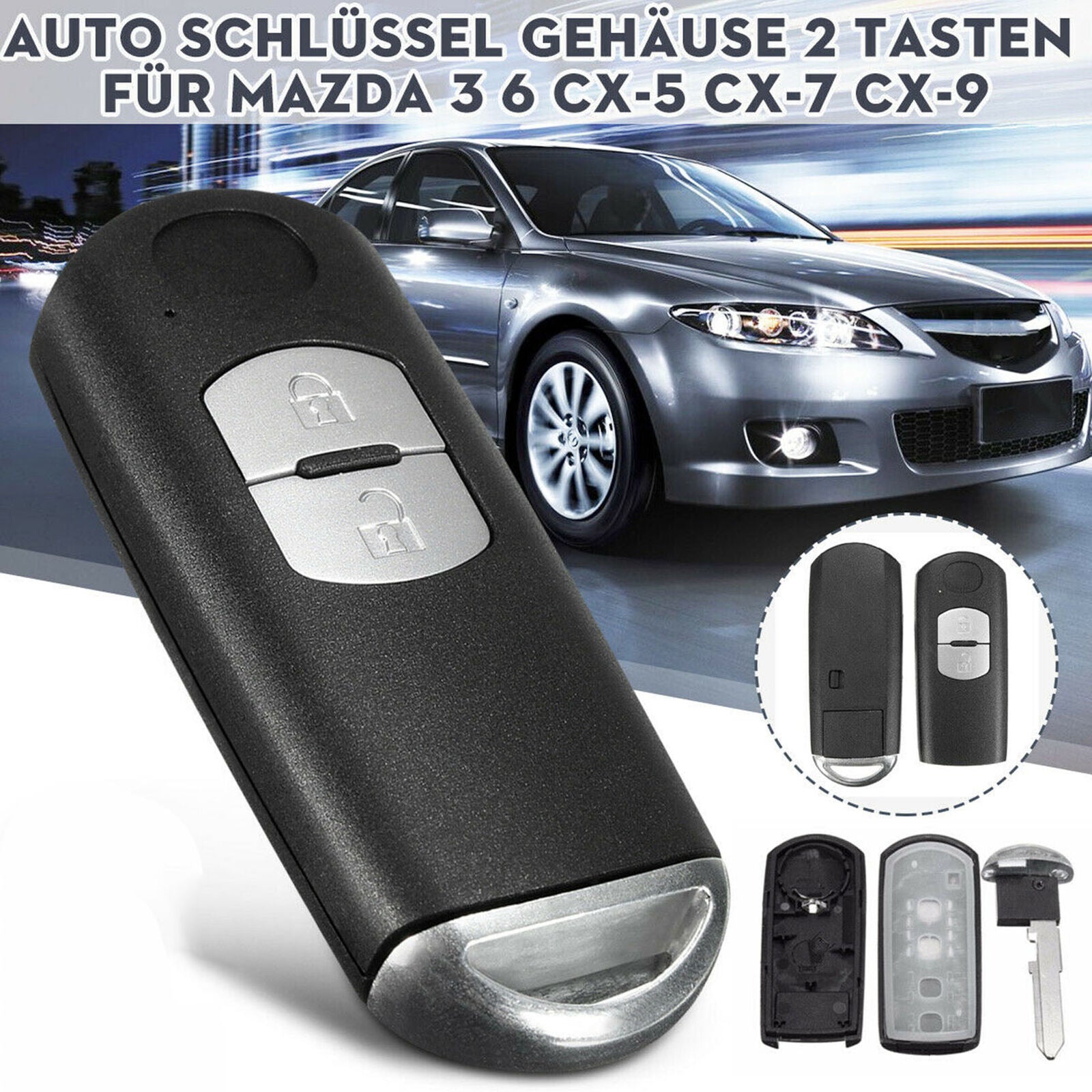 2 Buttons Key Housing Remote Control For Mazda 6 CX-5 CX-7 CX-9 MX-5 Replacement