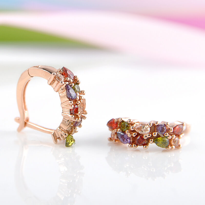 Newest Hot Colorful Crystal Women Elegant Rhinestone Plated Ear Stud Earrings
