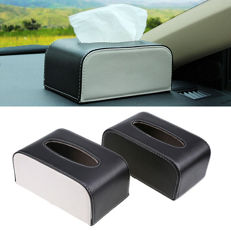 Auto Car Leather Tissue Box Paper Towel Case Cover Black Decoration Storage Case