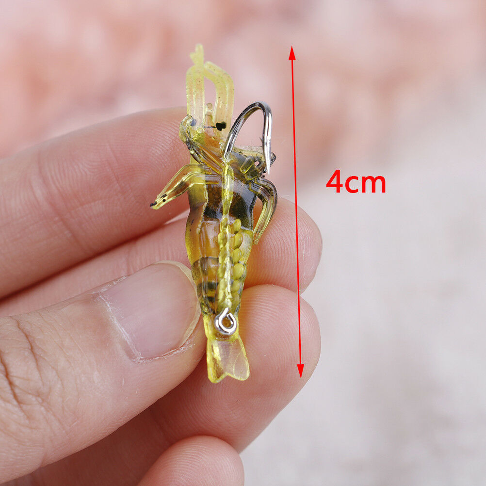 10Pcs Shrimp Simulation Soft Prawn Lure Bait Hook Tackle Bass Fishing Lures i Tt
