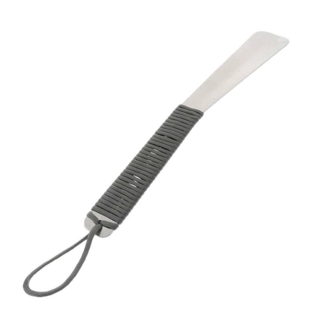 Stainless Steel Shoehorn with Paracord Long Handled Shoehorn Unisex Gray