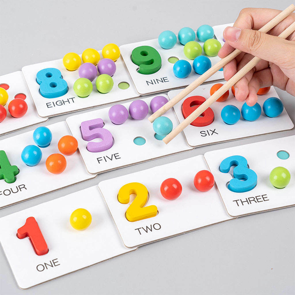 Clip Bead Hands Brain Training Wooden Digital Durable for Activities Toddler