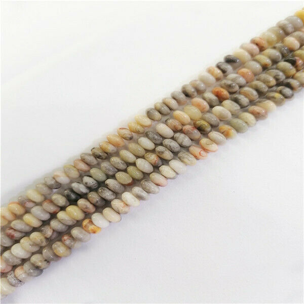 1 Strand 6x4mm Yellow Crazy Lace Agate Rondelle Wheel Spacer Beads 15.5" HH9395