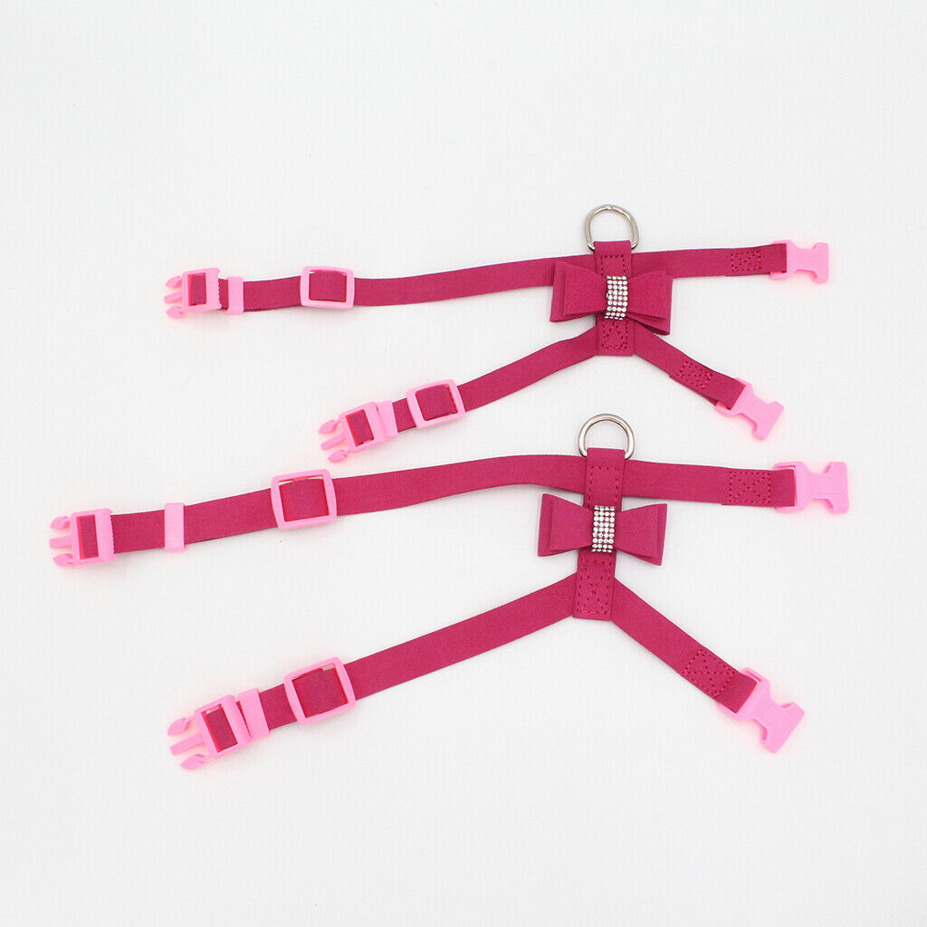 HP052 Adjustable Pet Dog Vest Harness Puppy Leash Training Collar Rose Red-M