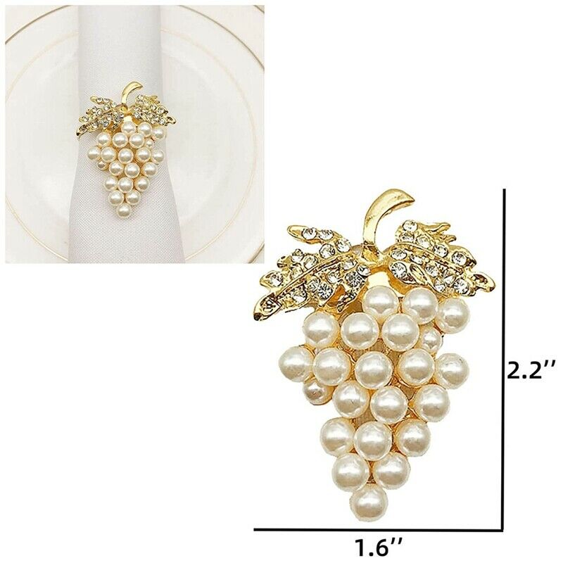 Grapes Napkin s Set of 6, with Glitte Imitation Diamond and Pearls Inlay AllJ5Z6