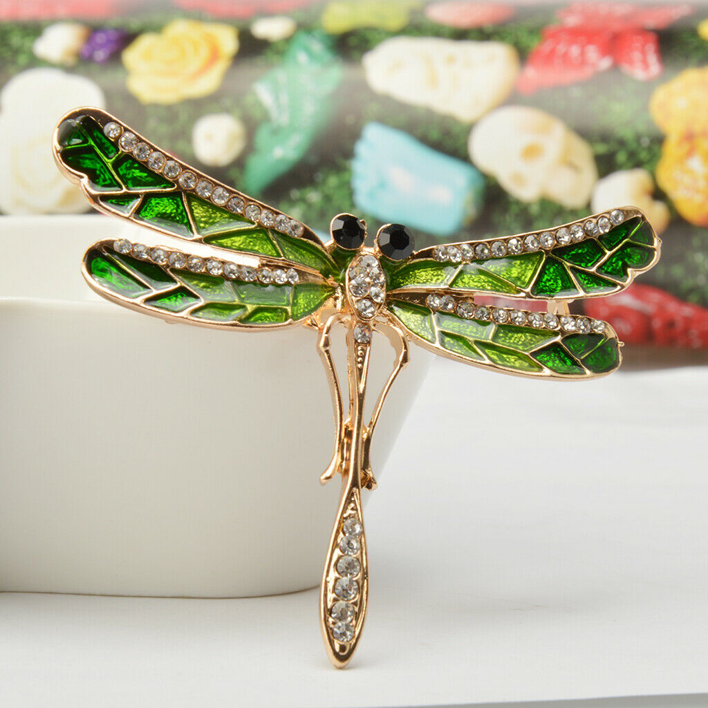2x Novelty Crystal Dragonfly Design Brooch Pin With Personality Insect Jewelry