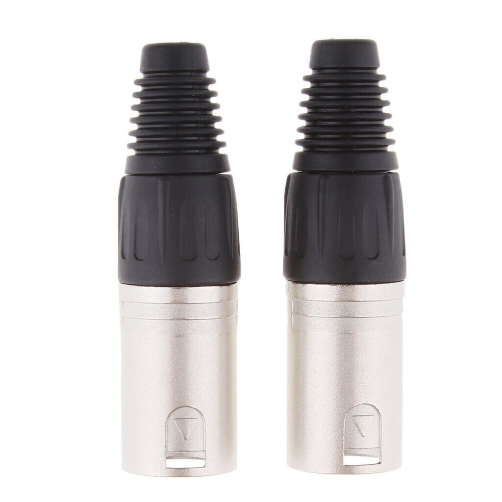 2 Pieces Metal 4Pin/4P XLR Connector Plug Male Audio Microphone Connector