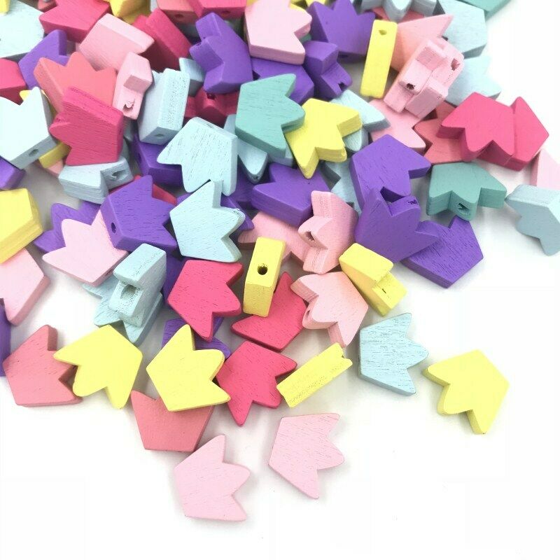50pcs Crown Wooden Beads Spacer Beading DIY Jewelry making Pacifier clip 16X13mm